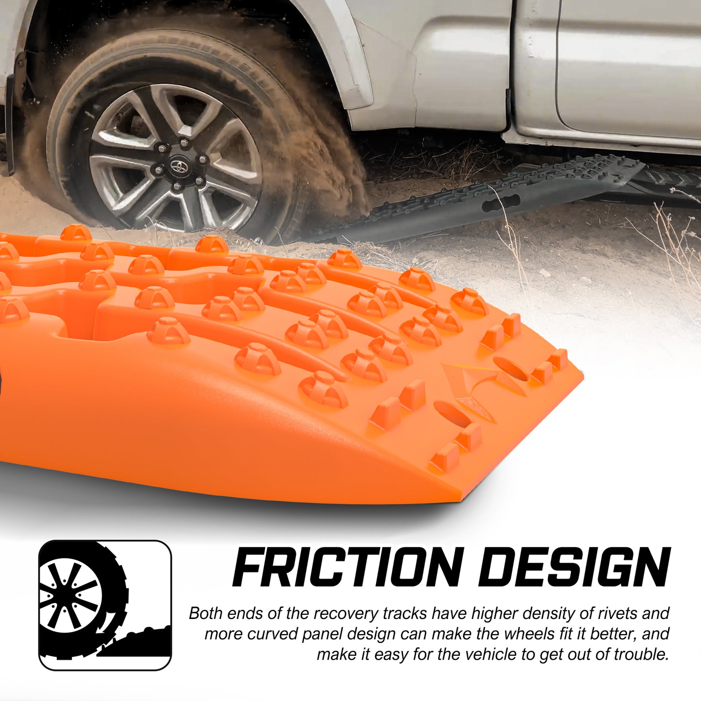 X-BULL 2PCS Recovery Tracks Boards Snow Mud Truck 4WD With Carry bag Orange