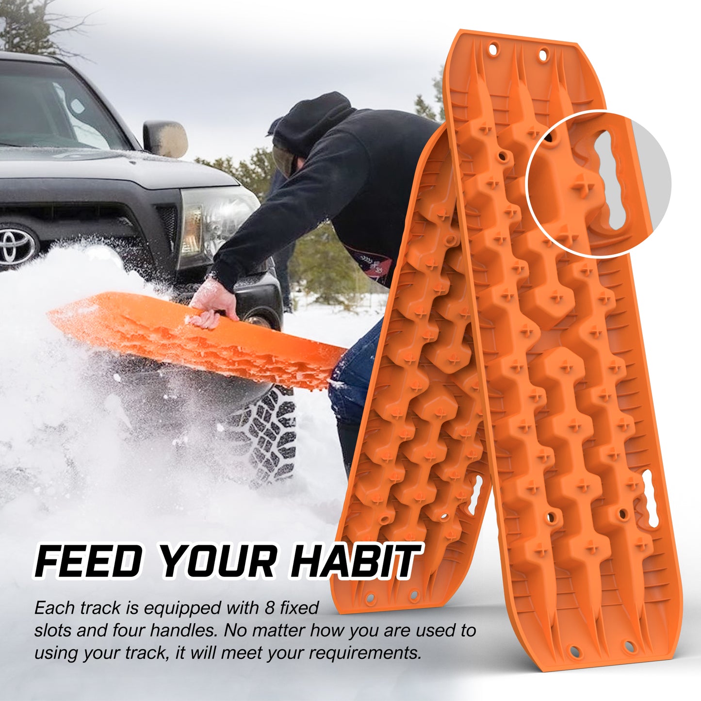 X-BULL 2PCS Recovery Tracks Boards Snow Mud Truck 4WD With Carry bag Orange
