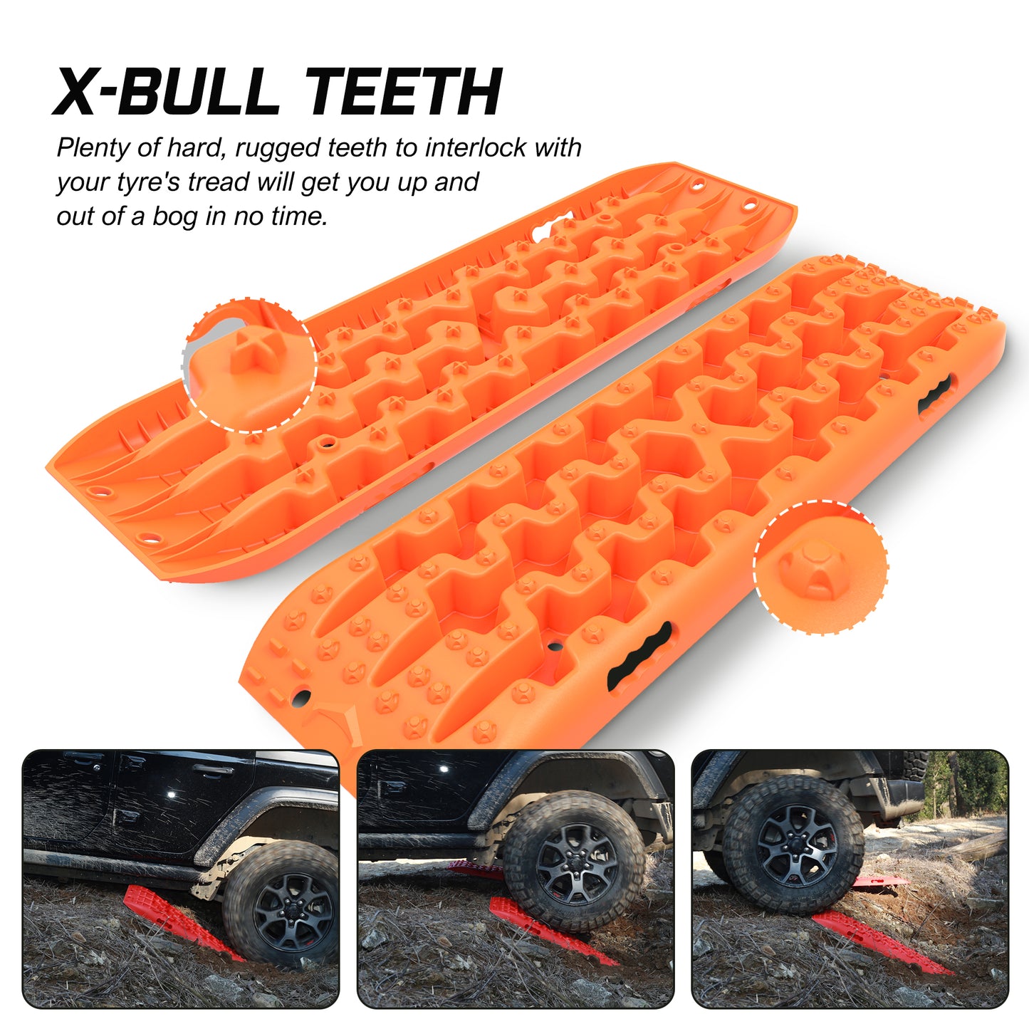 X-BULL 2PCS Recovery Tracks Boards Snow Mud Truck 4WD With Carry bag Orange