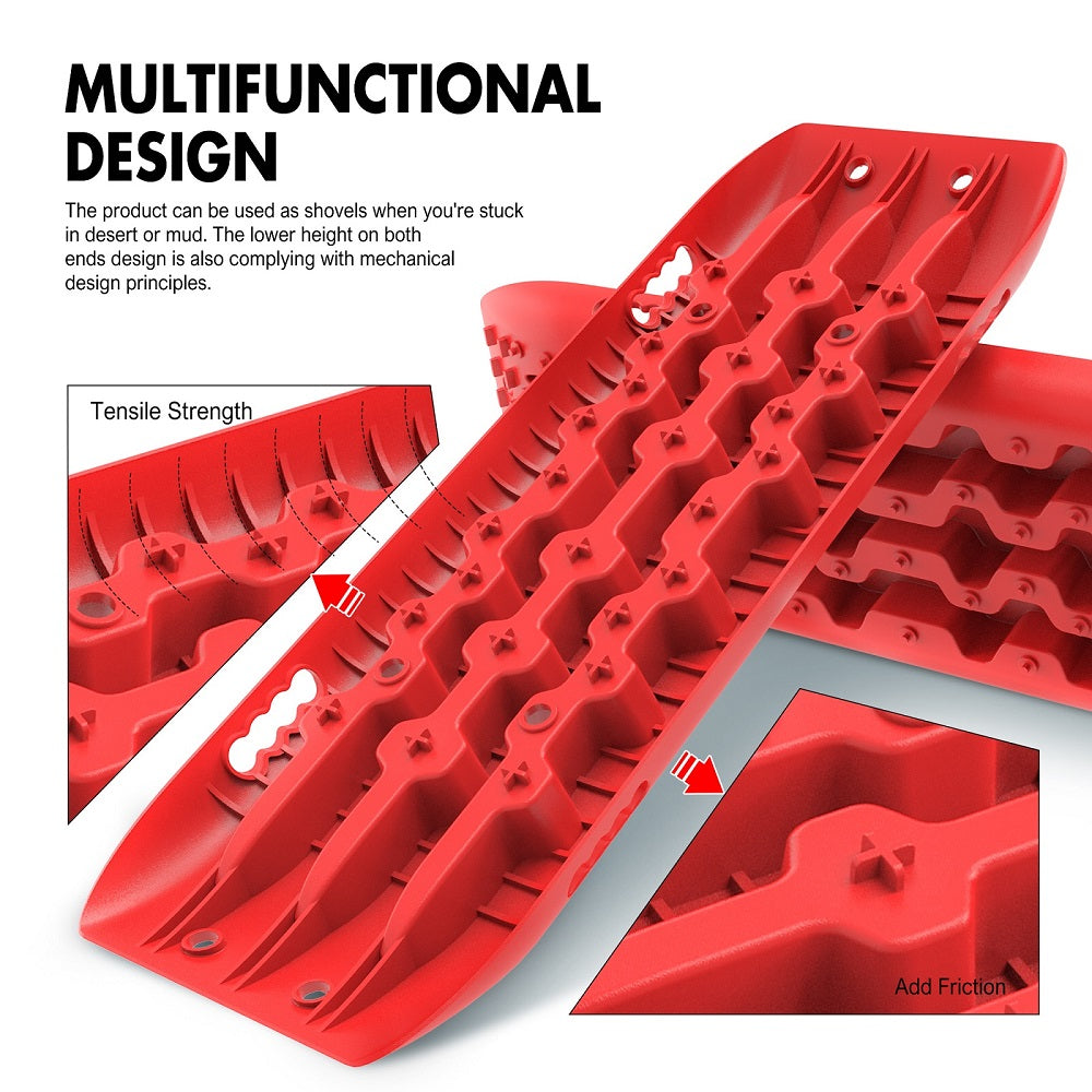 X-BULL Recovery tracks 10T 2 Pairs/ Sand tracks/ Mud tracks/ Mounting Bolts Pins Gen 2.0 -Red