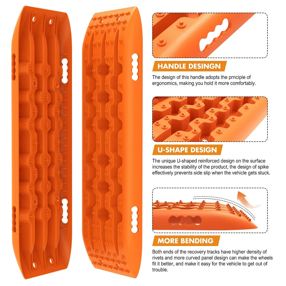 X-BULL 4WD Recovery tracks 10T 2 Pairs/ Sand tracks/ Mud tracks/ Mounting Bolts Pins Gen 2.0 -Orange