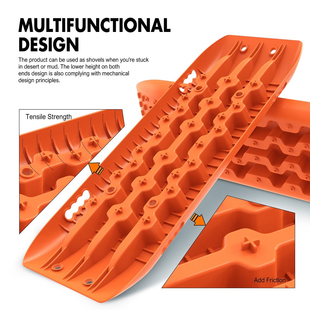 X-BULL 4WD Recovery tracks 10T 2 Pairs/ Sand tracks/ Mud tracks/ Mounting Bolts Pins Gen 2.0 -Orange