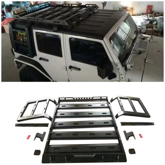 Luggage Rack Storm Roof Rack Basket Top Roof Rack Rail Luggage Cross Bar Steel  For Jeep Wrangler JK 4 Doors  J376  LantSun