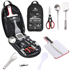 Portable 9pcs Travel Stainless Steel Camping Utensil Set