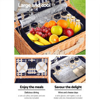 Alfresco 4 Person Picnic Basket Set Insulated Blanket
