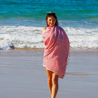 PORTSEA TURKISH COTTON TOWEL - CHERRY