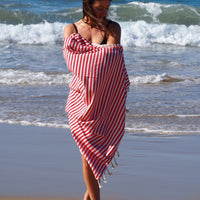 PORTSEA TURKISH COTTON TOWEL - CHERRY