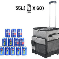 Cooler Picnic Bag Trolley Thermally Insulated - 36L - 60 cans - Grey - Drinks Food Cool Bag